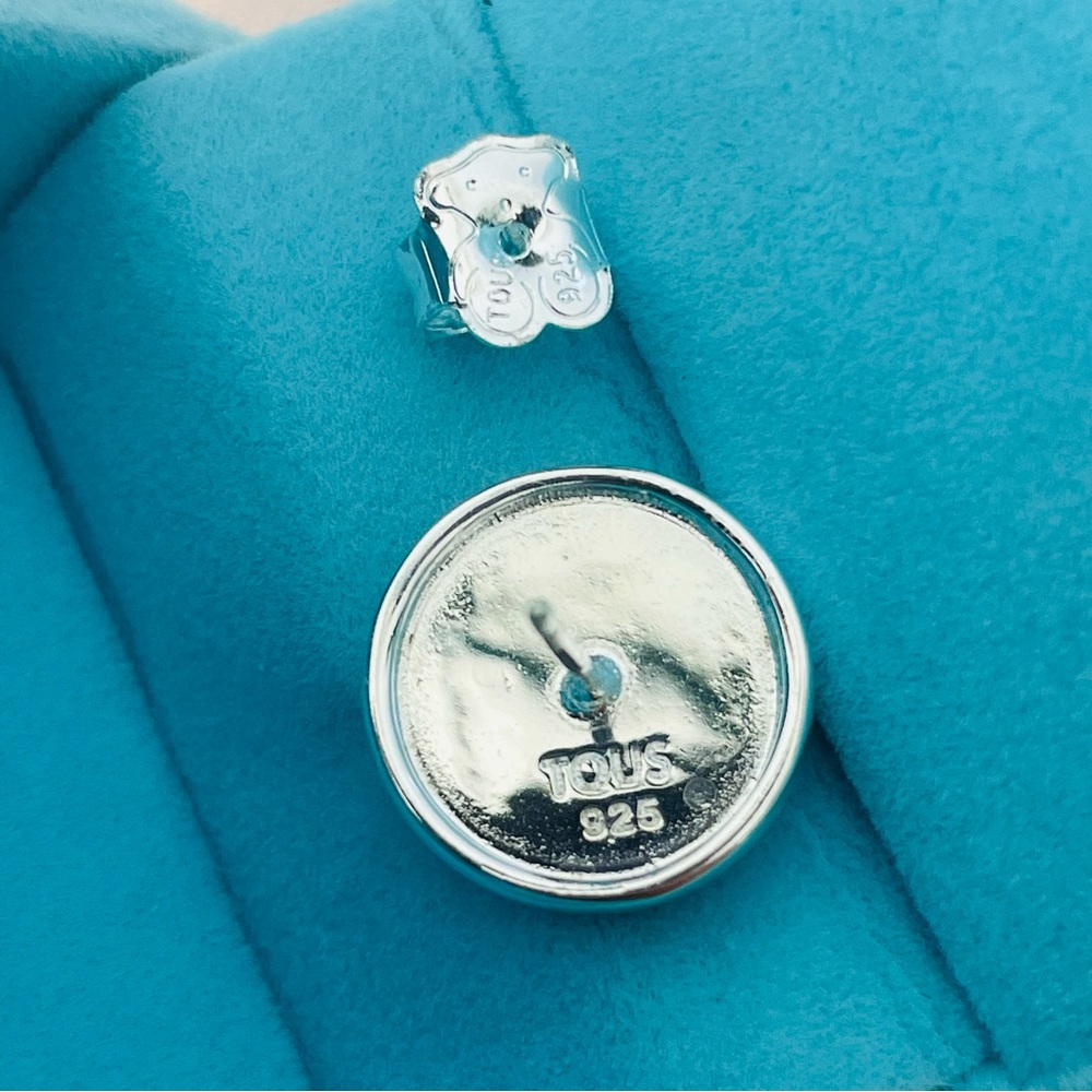 Tous Silver Turquoise Muffin Silver Bear Button Earrings - Picture 12 of 15